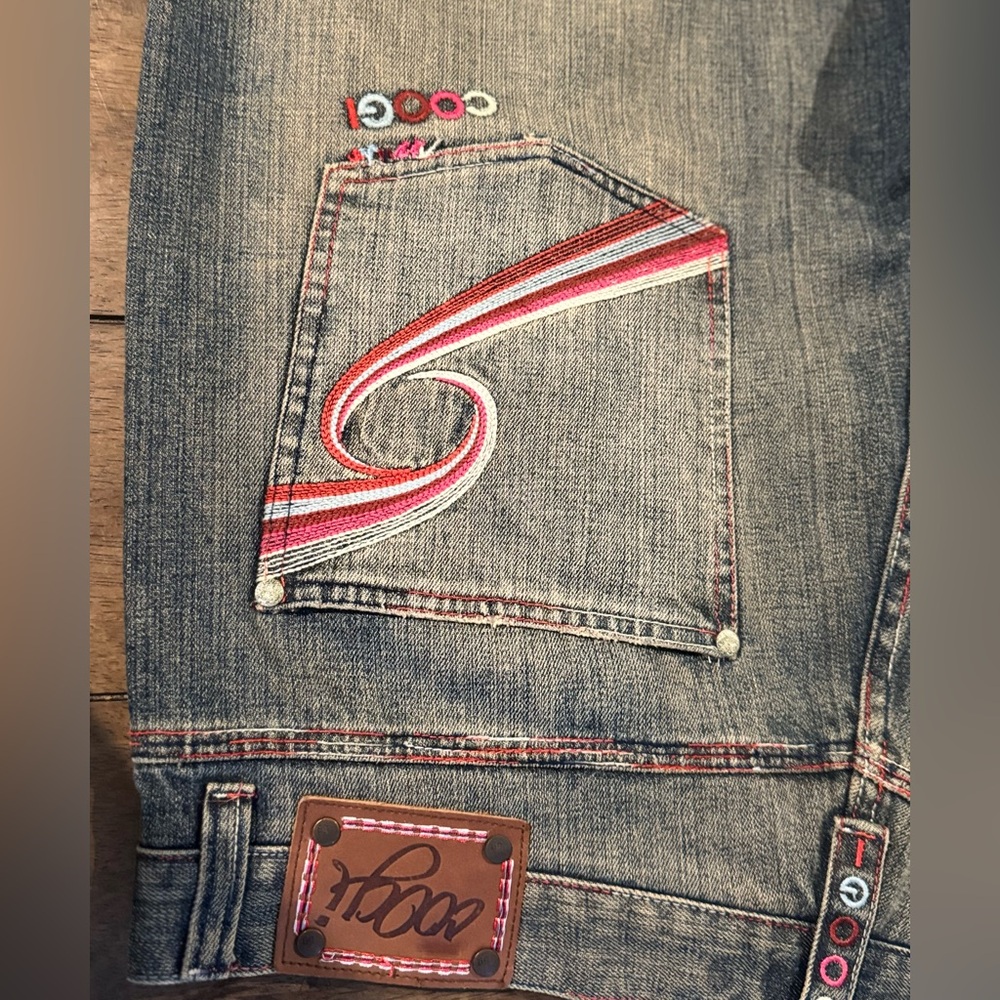 Coogi Men's Blue Jeans with Red Accents